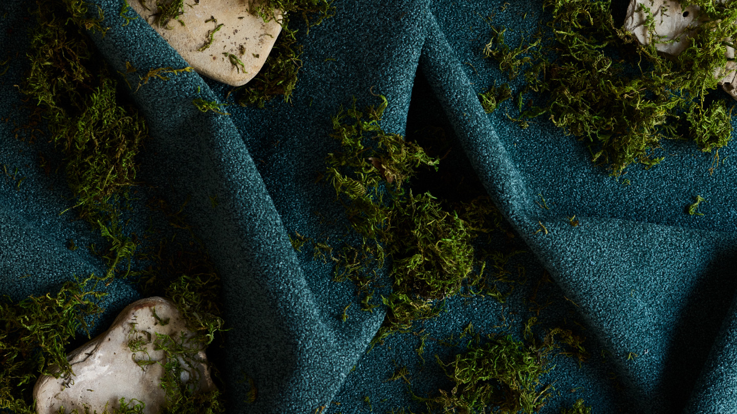 "Moody Moss Textiles with Moss and Stones"